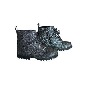 Cynthia Rowley kids' black glitter combat boots size kids 9